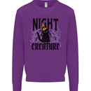 Halloween Cat Night Creature Witch Kids Sweatshirt Jumper Purple