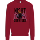Halloween Cat Night Creature Witch Kids Sweatshirt Jumper Red
