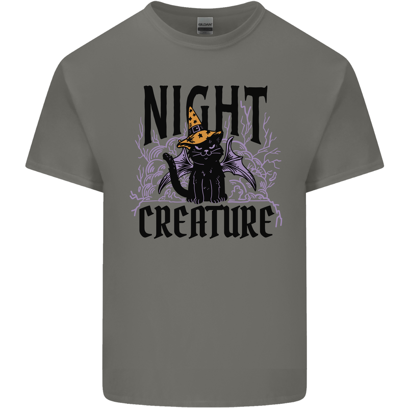 Halloween Cat Night Creature Witch Kids T-Shirt Childrens Charcoal