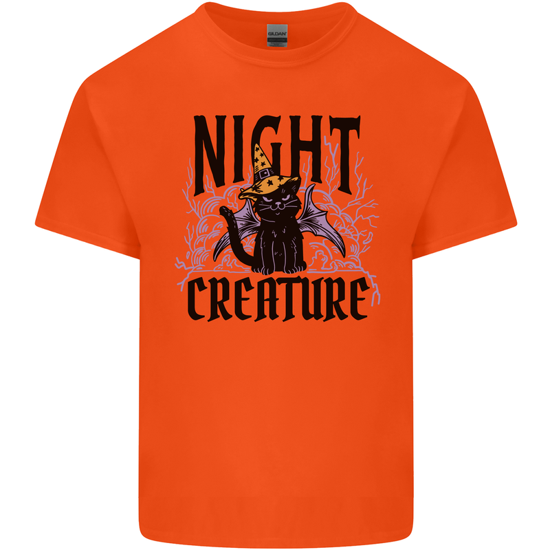 Halloween Cat Night Creature Witch Kids T-Shirt Childrens Orange
