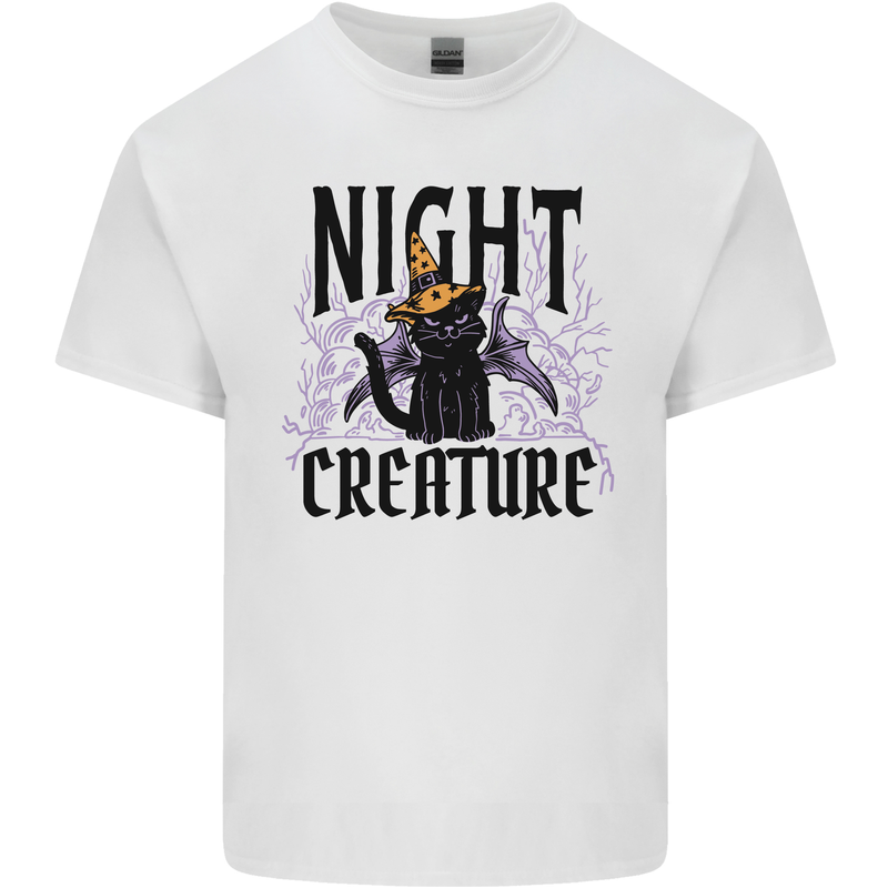 Halloween Cat Night Creature Witch Kids T-Shirt Childrens White