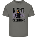 Halloween Cat Night Creature Witch Mens Cotton T-Shirt Tee Top Charcoal
