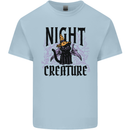 Halloween Cat Night Creature Witch Mens Cotton T-Shirt Tee Top Light Blue