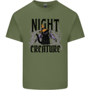Halloween Cat Night Creature Witch Mens Cotton T-Shirt Tee Top Military Green