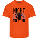 Halloween Cat Night Creature Witch Mens Cotton T-Shirt Tee Top Orange
