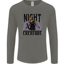 Halloween Cat Night Creature Witch Mens Long Sleeve T-Shirt Charcoal