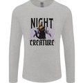 Halloween Cat Night Creature Witch Mens Long Sleeve T-Shirt Sports Grey