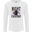 Halloween Cat Night Creature Witch Mens Long Sleeve T-Shirt White