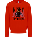 Halloween Cat Night Creature Witch Mens Sweatshirt Jumper Bright Red