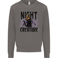 Halloween Cat Night Creature Witch Mens Sweatshirt Jumper Charcoal