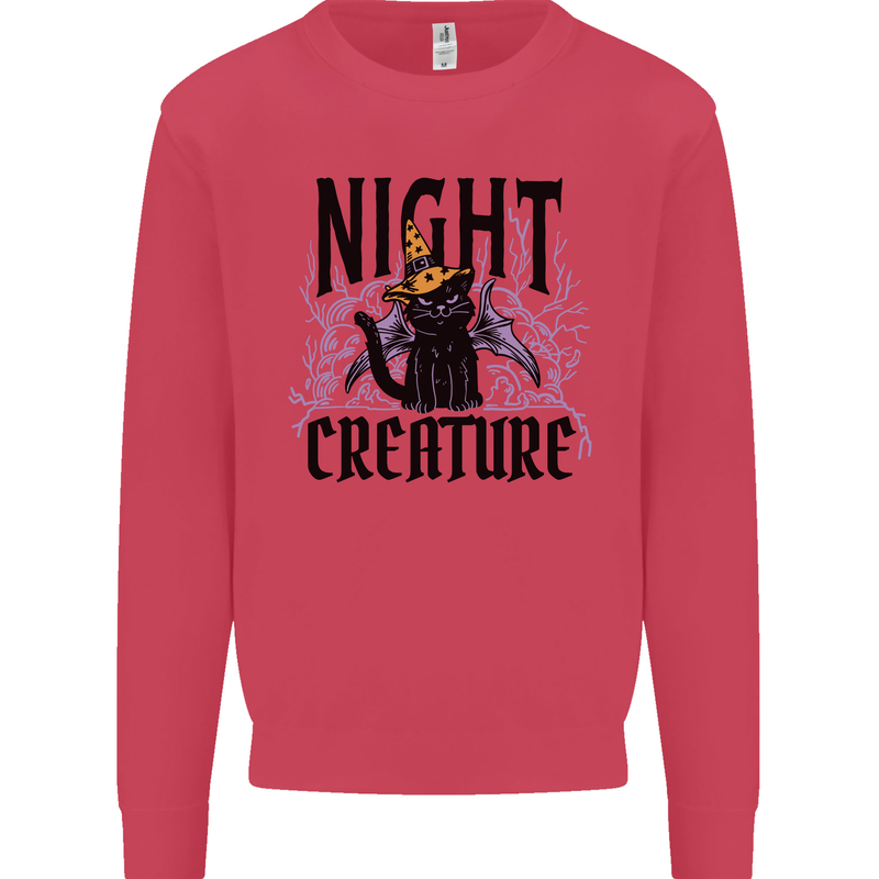 Halloween Cat Night Creature Witch Mens Sweatshirt Jumper Heliconia
