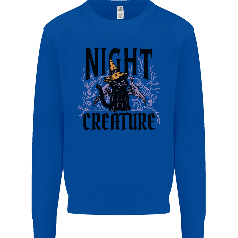 Halloween Cat Night Creature Witch Mens Sweatshirt Jumper Royal Blue