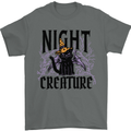 Halloween Cat Night Creature Witch Mens T-Shirt 100% Cotton Charcoal