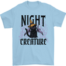 Halloween Cat Night Creature Witch Mens T-Shirt 100% Cotton Light Blue