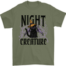 Halloween Cat Night Creature Witch Mens T-Shirt 100% Cotton Military Green