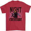 Halloween Cat Night Creature Witch Mens T-Shirt 100% Cotton Red