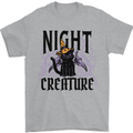 Halloween Cat Night Creature Witch Mens T-Shirt 100% Cotton Sports Grey
