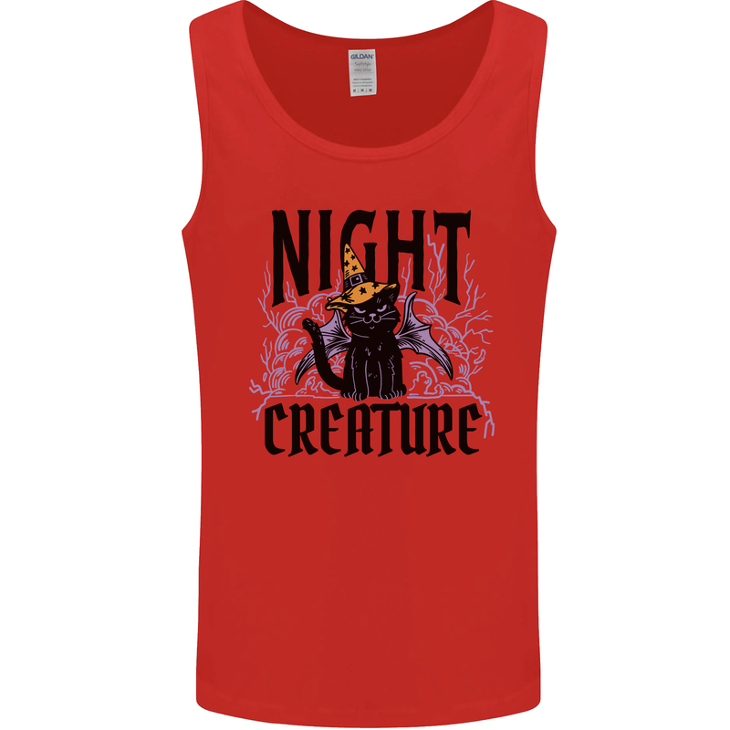 Halloween Cat Night Creature Witch Mens Vest Tank Top Red