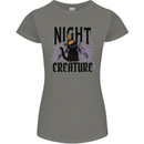 Halloween Cat Night Creature Witch Womens Petite Cut T-Shirt Charcoal