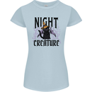Halloween Cat Night Creature Witch Womens Petite Cut T-Shirt Light Blue