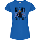 Halloween Cat Night Creature Witch Womens Petite Cut T-Shirt Royal Blue