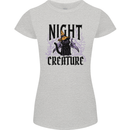 Halloween Cat Night Creature Witch Womens Petite Cut T-Shirt Sports Grey