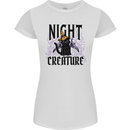 Halloween Cat Night Creature Witch Womens Petite Cut T-Shirt White