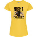 Halloween Cat Night Creature Witch Womens Petite Cut T-Shirt Yellow