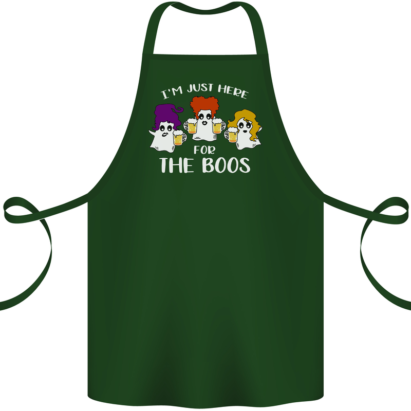 Halloween I'm Just Here For the Boos Cotton Apron 100% Organic Forest Green