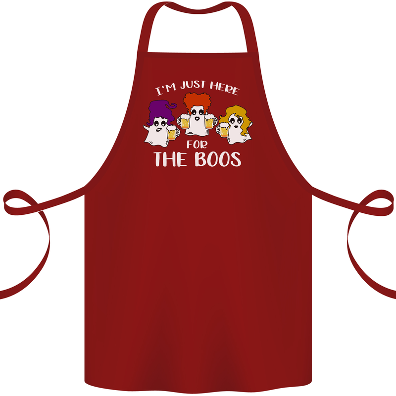 Halloween I'm Just Here For the Boos Cotton Apron 100% Organic Maroon