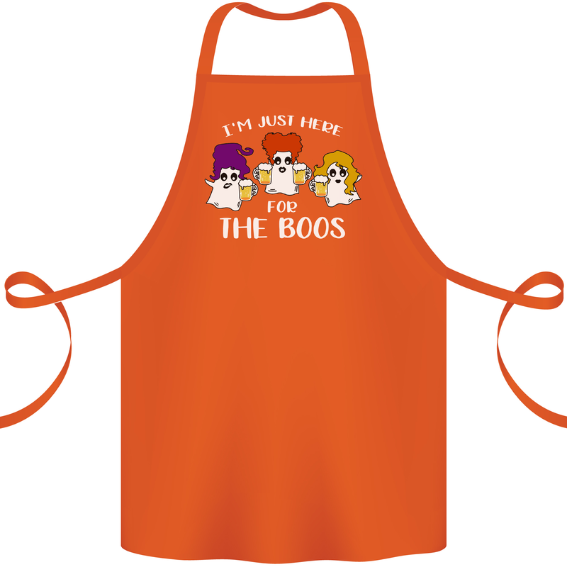 Halloween I'm Just Here For the Boos Cotton Apron 100% Organic Orange
