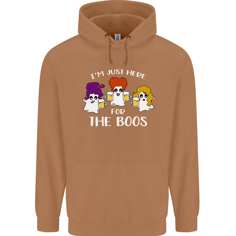 Halloween I'm Just Here For the Boos Mens 80% Cotton Hoodie Caramel Latte