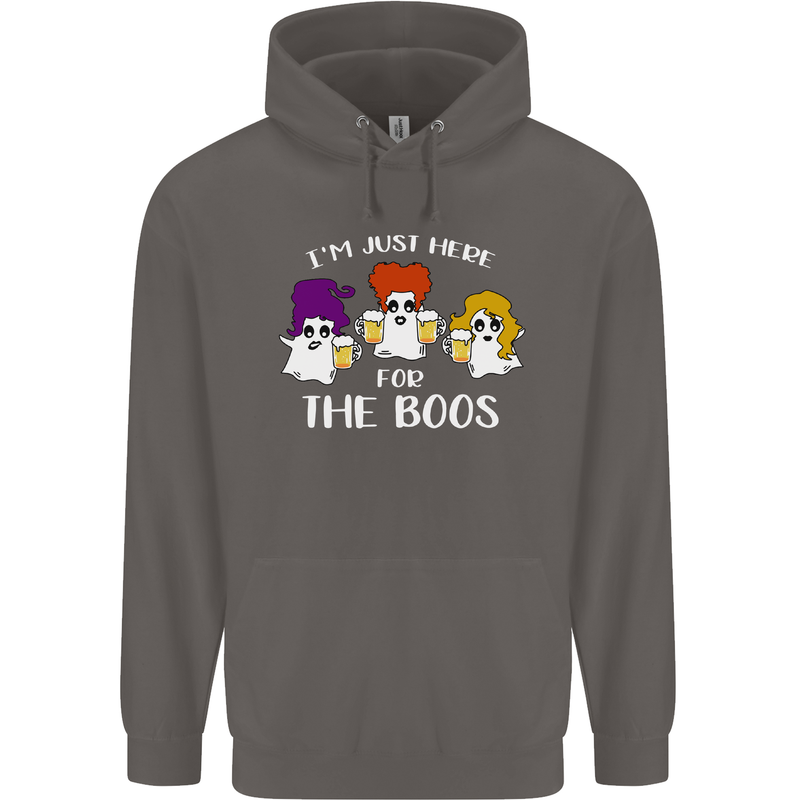 Halloween I'm Just Here For the Boos Mens 80% Cotton Hoodie Charcoal
