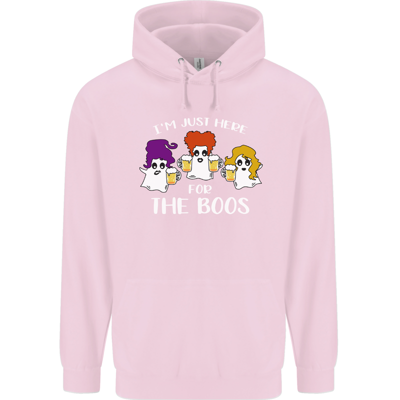 Halloween I'm Just Here For the Boos Mens 80% Cotton Hoodie Light Pink