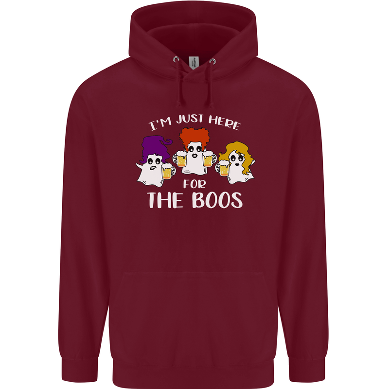 Halloween I'm Just Here For the Boos Mens 80% Cotton Hoodie Maroon