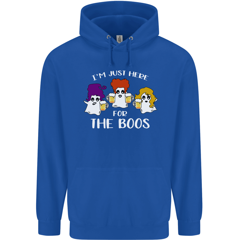 Halloween I'm Just Here For the Boos Mens 80% Cotton Hoodie Royal Blue