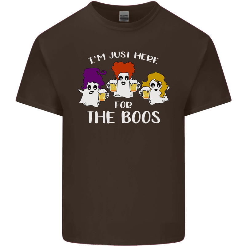 Halloween I'm Just Here For the Boos Mens Cotton T-Shirt Tee Top Dark Chocolate