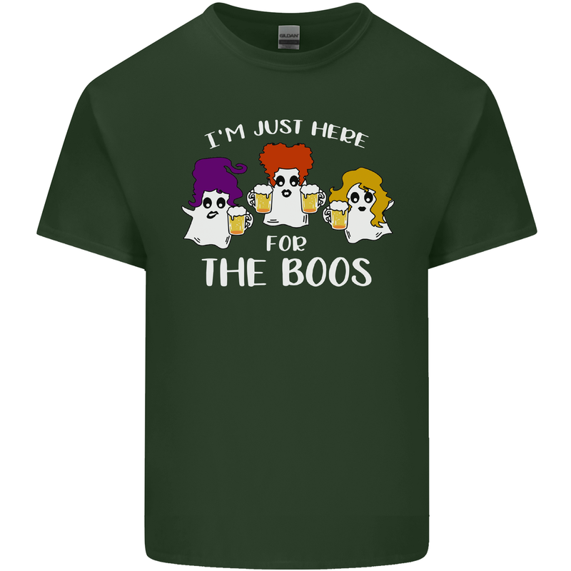 Halloween I'm Just Here For the Boos Mens Cotton T-Shirt Tee Top Forest Green