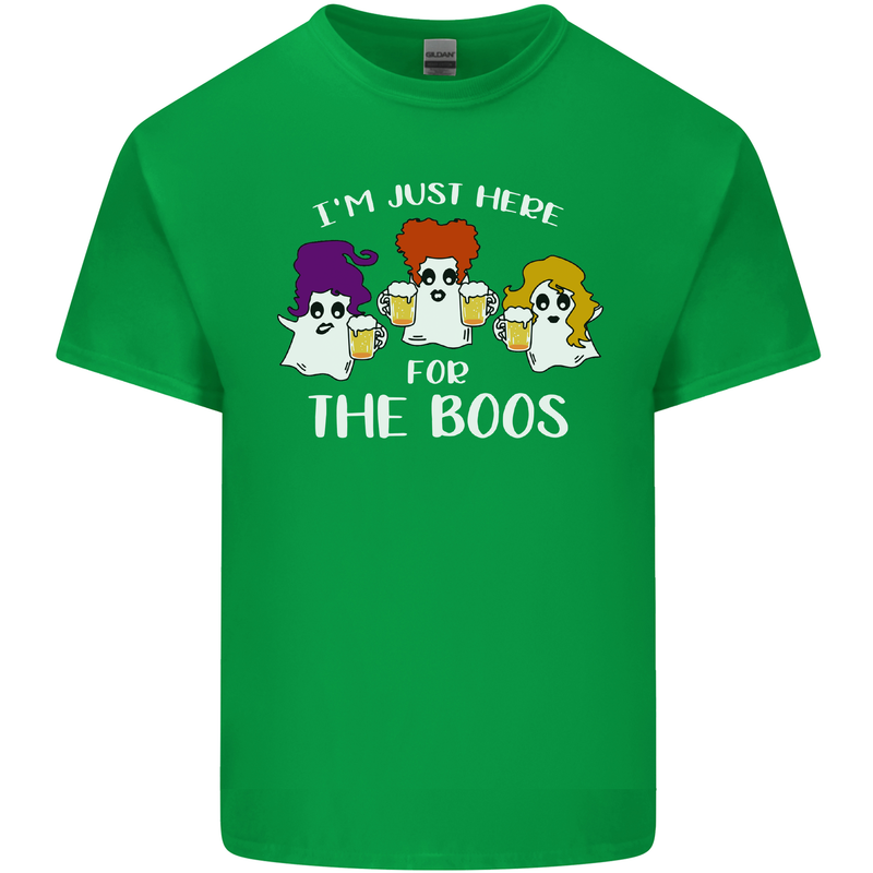 Halloween I'm Just Here For the Boos Mens Cotton T-Shirt Tee Top Irish Green