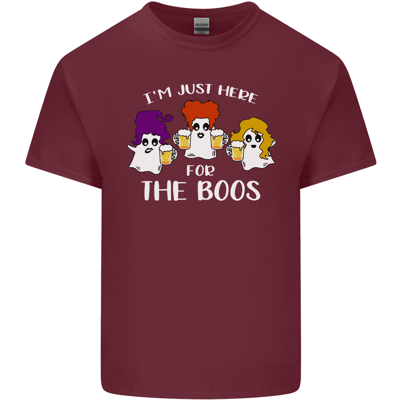 Halloween I'm Just Here For the Boos Mens Cotton T-Shirt Tee Top Maroon