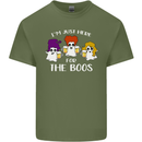 Halloween I'm Just Here For the Boos Mens Cotton T-Shirt Tee Top Military Green