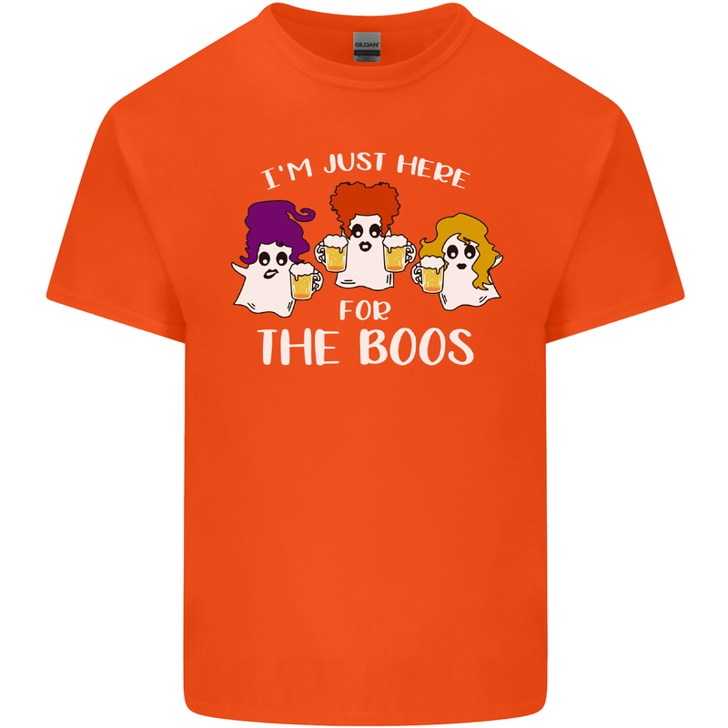 Halloween I'm Just Here For the Boos Mens Cotton T-Shirt Tee Top Orange