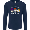 Halloween I'm Just Here For the Boos Mens Long Sleeve T-Shirt Navy Blue