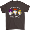 Halloween I'm Just Here For the Boos Mens T-Shirt Cotton Gildan Dark Chocolate