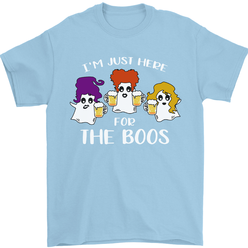 Halloween I'm Just Here For the Boos Mens T-Shirt Cotton Gildan Light Blue