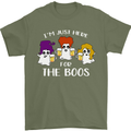 Halloween I'm Just Here For the Boos Mens T-Shirt Cotton Gildan Military Green