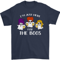 Halloween I'm Just Here For the Boos Mens T-Shirt Cotton Gildan Navy Blue