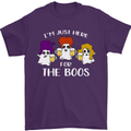 Halloween I'm Just Here For the Boos Mens T-Shirt Cotton Gildan Purple