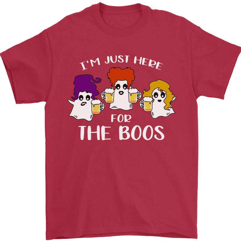 Halloween I'm Just Here For the Boos Mens T-Shirt Cotton Gildan Red