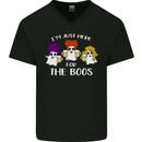 Halloween I'm Just Here For the Boos Mens V-Neck Cotton T-Shirt Black